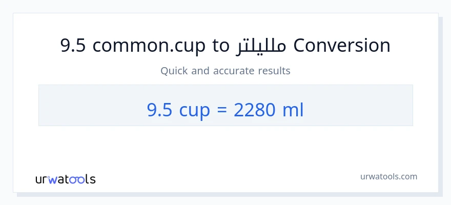 التحويل من 9.5 أكواب إلى ملليلتر