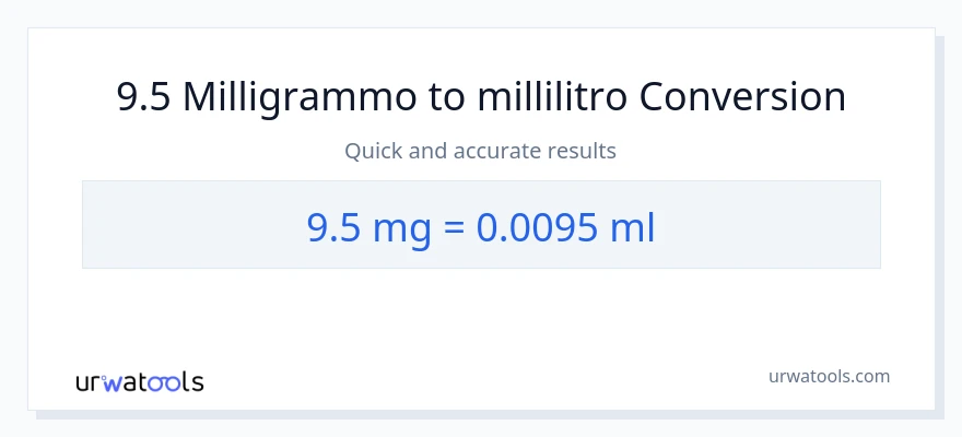Conversione da 9.5 milligrammi a millilitri