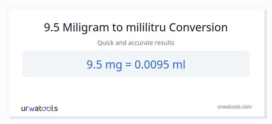 Conversie 9.5 miligrame la mililitri