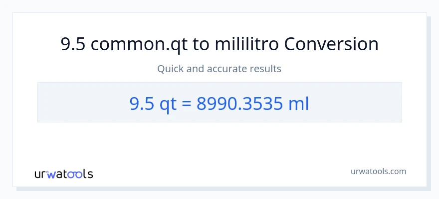 9.5 Quarts patungong mga mililitro na conversion