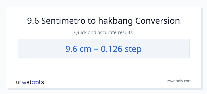 9.6 Mga Sentimetro patungong mga hakbang na conversion