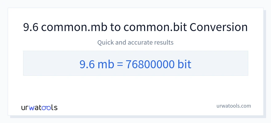 9.6 Megabytes 到 Bits 轉換