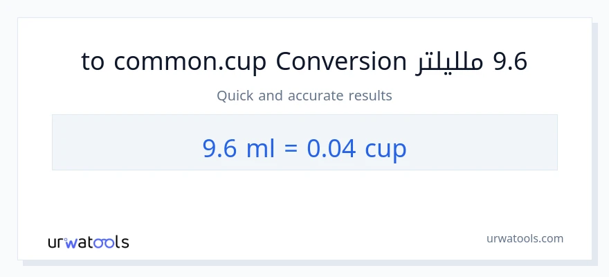 التحويل من 9.6 ملليلتر إلى أكواب