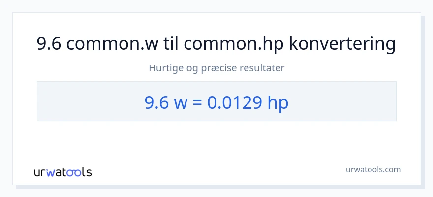 9.6 watt til hestekræfter konvertering