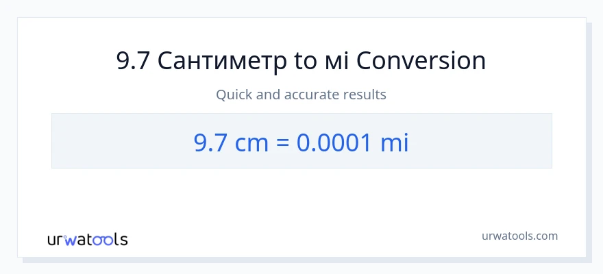 Конверсія з Сантиметри у милі: 9.7