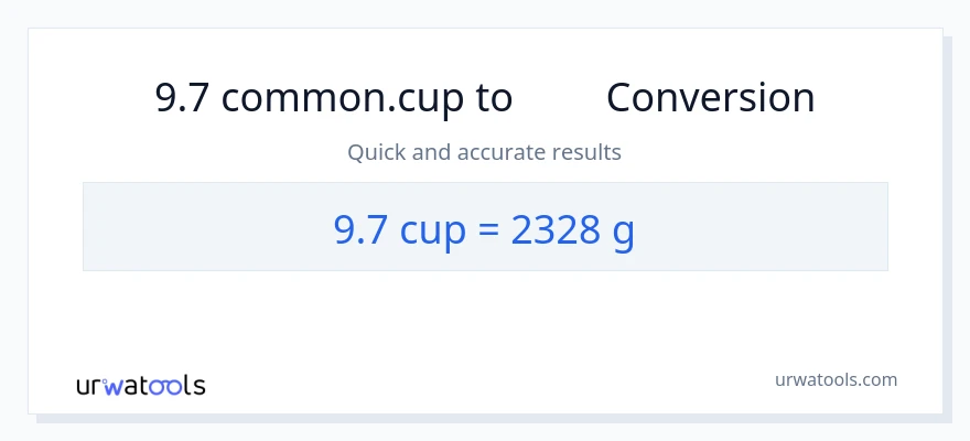 تبدیل 9.7 فنجان‌ها به گرم