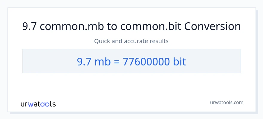 9.7 Megabytes இலிருந்து Bits வரை மாற்றம்