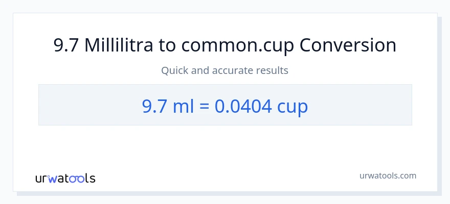 9.7 millilitraa - kupit muunnos