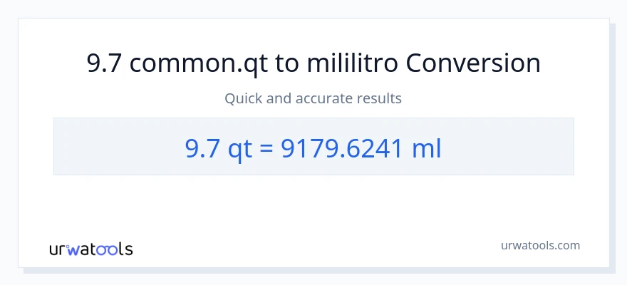 9.7 Quarts patungong mga mililitro na conversion