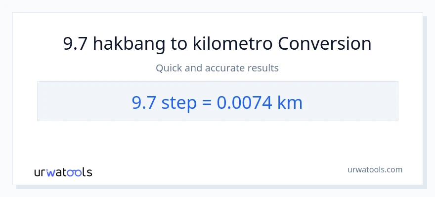 9.7 mga hakbang patungong Kilometro na conversion