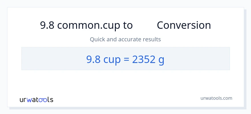 تبدیل 9.8 فنجان‌ها به گرم