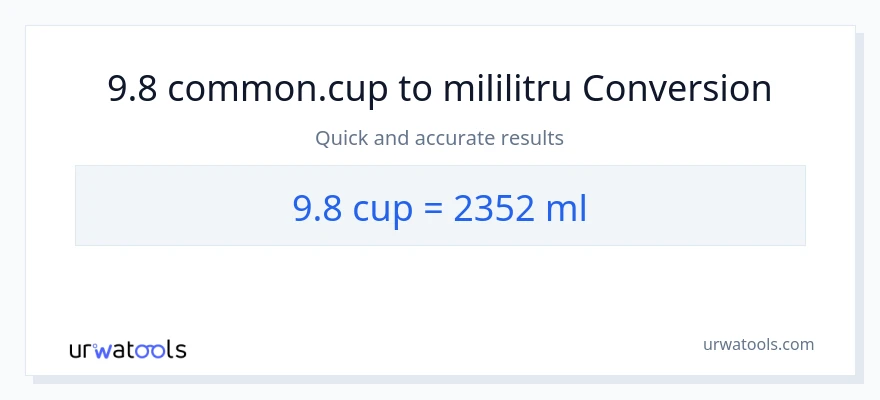 Conversie 9.8 cupe la mililitri