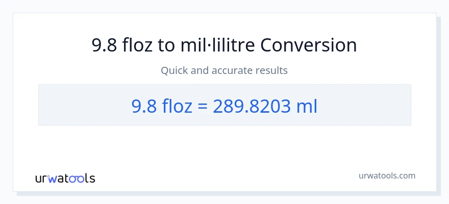 Conversió de 9.8 unces fluides a mil·lilitres
