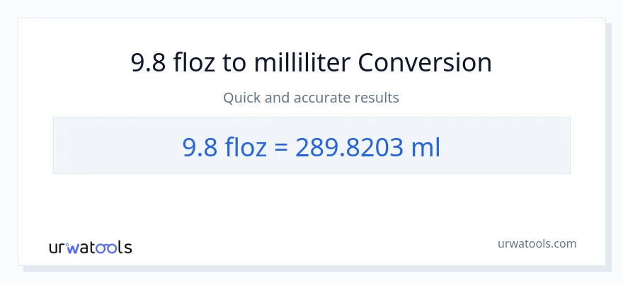 9.8 flytende unser til milliliter konvertering