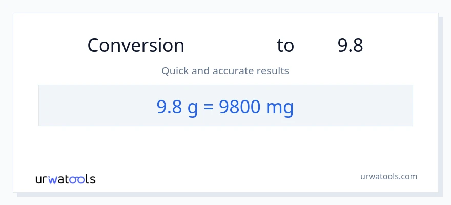 تبدیل 9.8 گرم به میلی‌گرم