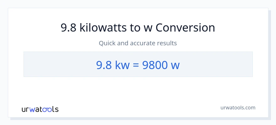 Conversió de 9.8 quilowatts a watts