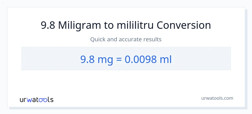 Conversie 9.8 miligrame la mililitri