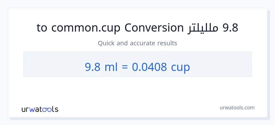 التحويل من 9.8 ملليلتر إلى أكواب