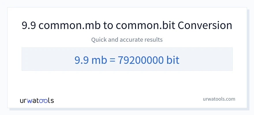 9.9 Megabytes 到 Bits 轉換