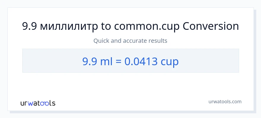 9.9 миллилитры в чашки преобразование