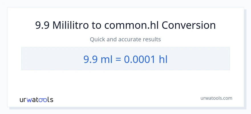 9.9 mga mililitro patungong Hls na conversion