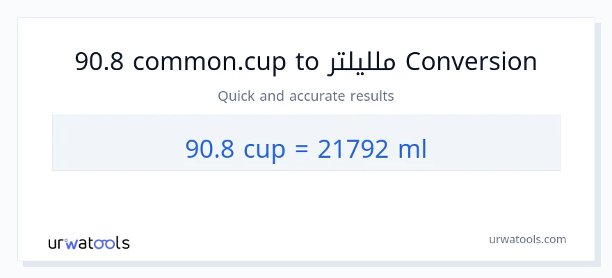 التحويل من 90.8 أكواب إلى ملليلتر