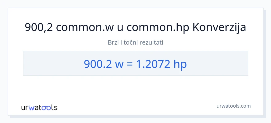 Konverzija od vati do konjske snage: 900.2