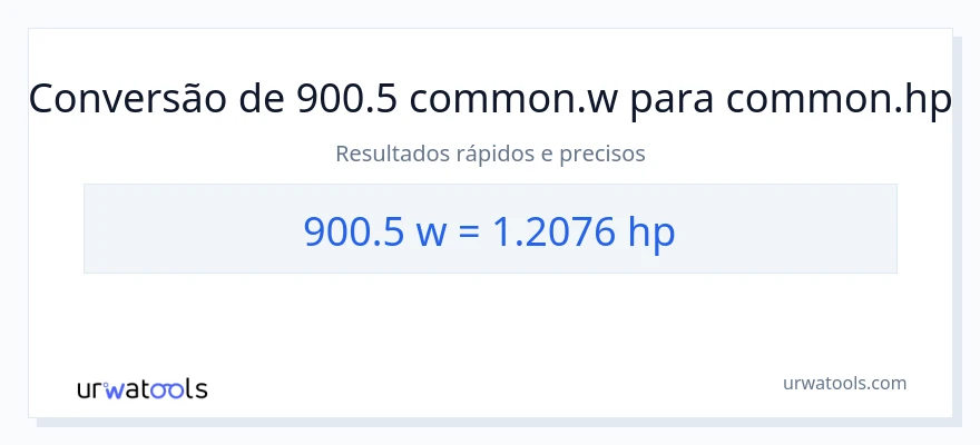 Conversão de 900.5 watts para cavalos de potência
