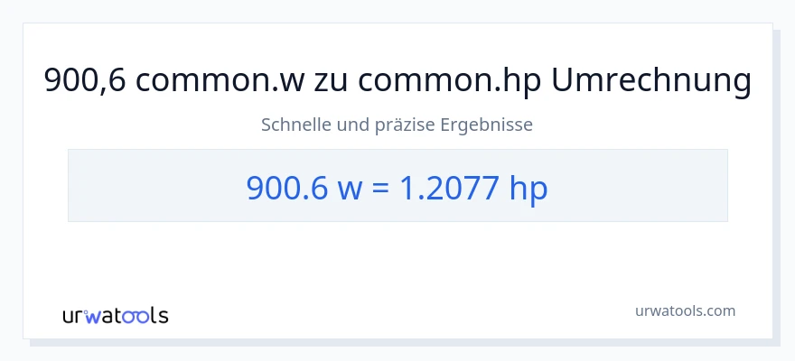 900.6 Watt zu PS Umwandlung