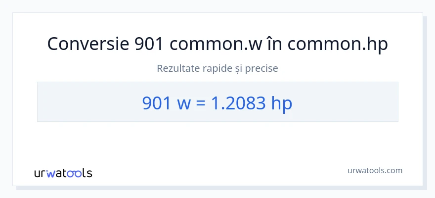 Conversie 901 wați la cai putere