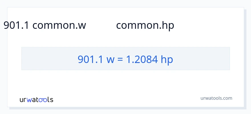901.1 ವ್ಯಾಟ್ಸ್ ರಿಂದ ಅಶ್ವಶಕ್ತಿ ಪರಿವರ್ತನೆ