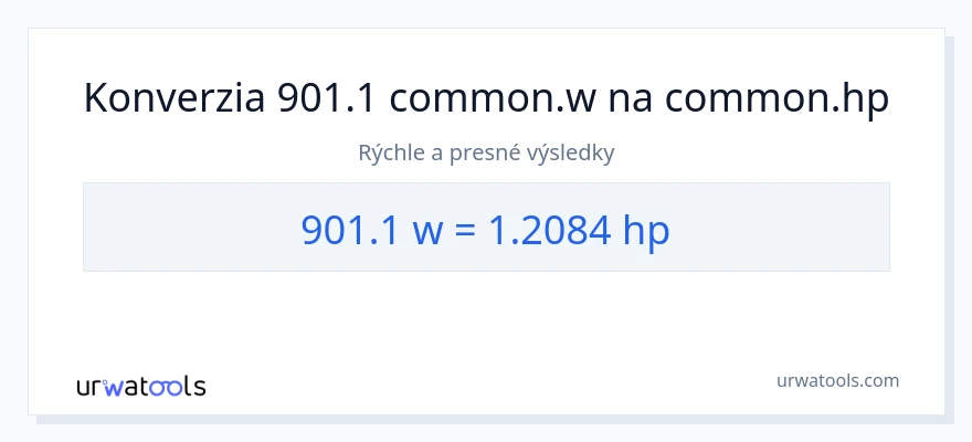 Konverzia z watty na konská sila: 901.1