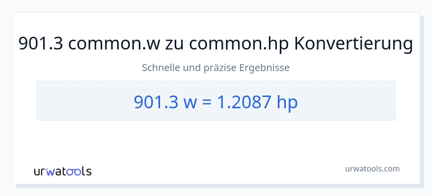 901.3 Watt zu PS Umwandlung