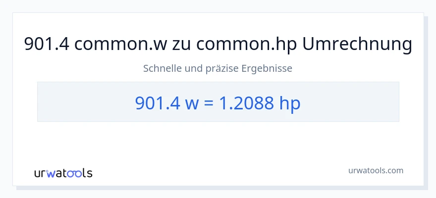 901.4 Watt zu PS Umwandlung