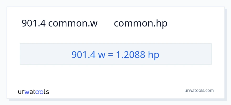 901.4 વોટ્સ થી હોર્સપાવર રૂપાંતર