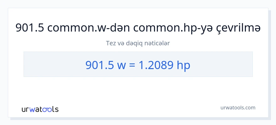 901.5 vatt-dən at gücü-ə çevrilmə