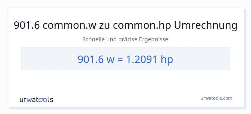 901.6 Watt zu PS Umwandlung