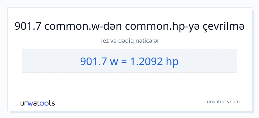 901.7 vatt-dən at gücü-ə çevrilmə
