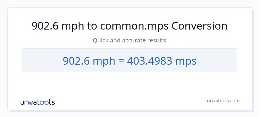 902.6 milya kada oras patungong Meters Per Second na conversion