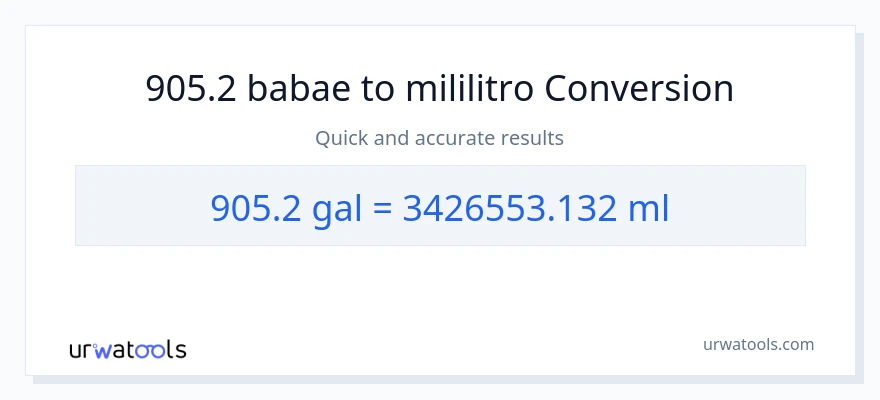 905.2 Mga galon patungong mga mililitro na conversion