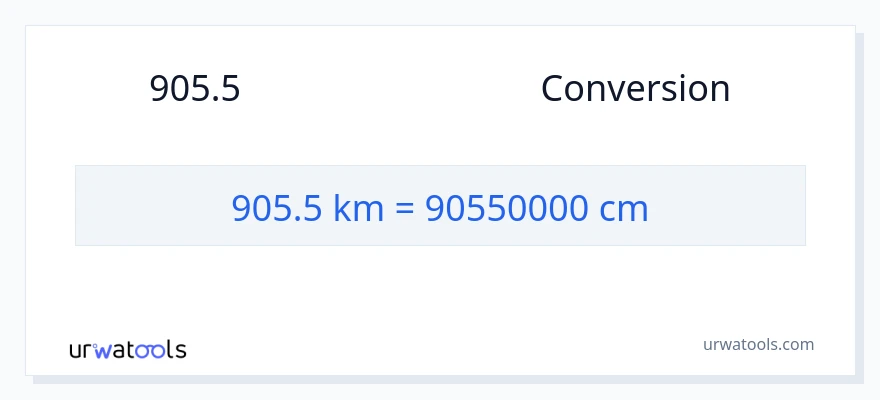 การแปลง 905.5 กิโลเมตร เป็น เซนติเมตร