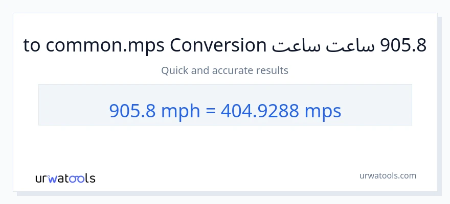 905.8 په ساعت کې میلونه ته Meters Per Second بدلون