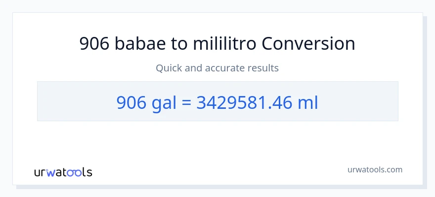 906 Mga galon patungong mga mililitro na conversion