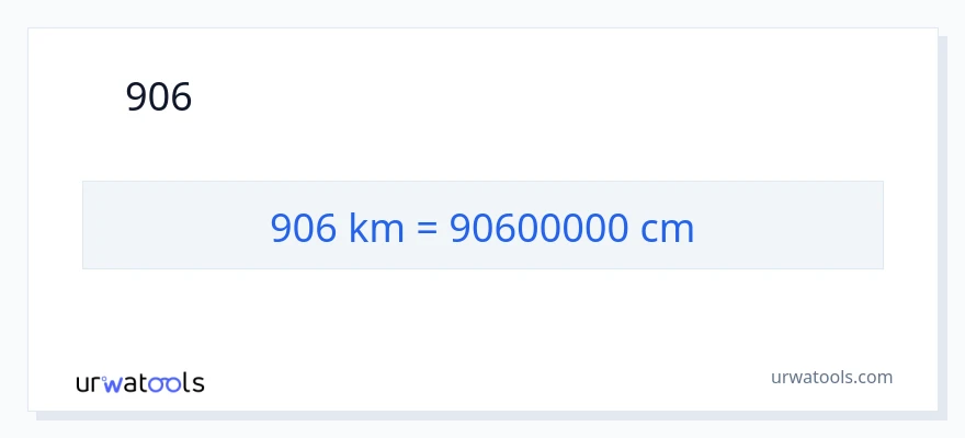 906 കിലോമീറ്റർ ൽ നിന്ന് സെന്റീമീറ്ററുകൾ ലേക്ക് പരിവർത്തനം