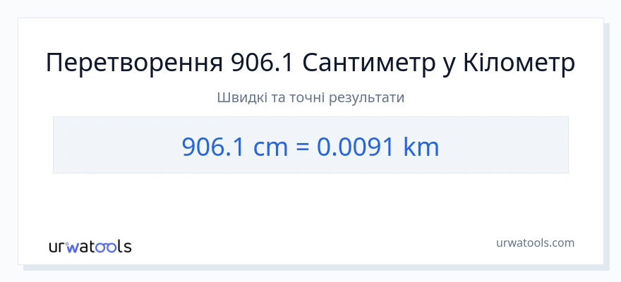 Конверсія з Сантиметри у кілометри: 906.1
