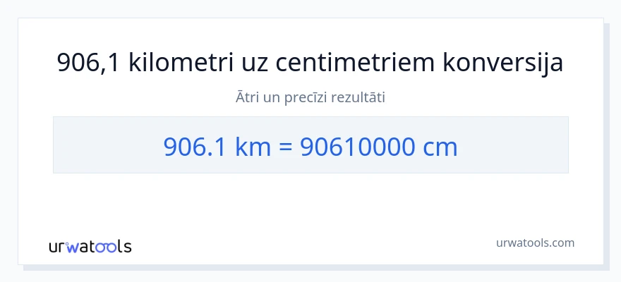 906.1 kilometri uz Centimetri konversiju
