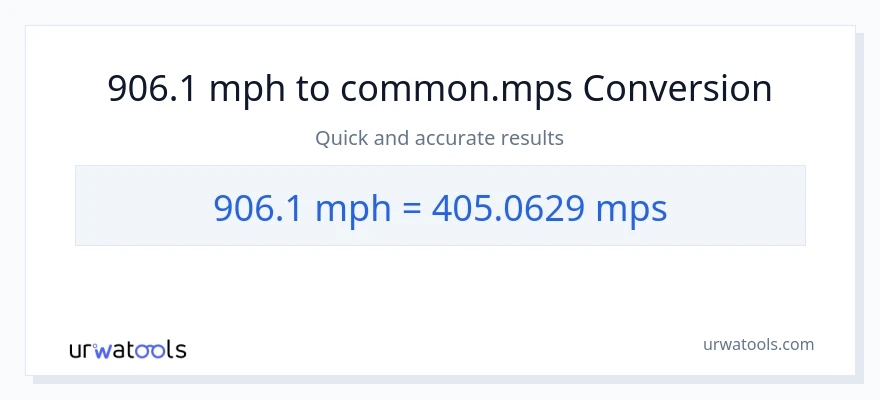 906.1 milya kada oras patungong Meters Per Second na conversion