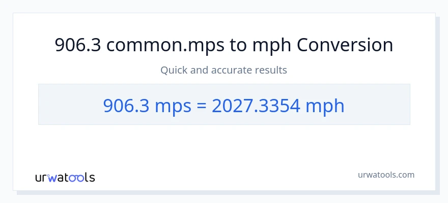906.3 Meters Per Second patungong milya kada oras na conversion