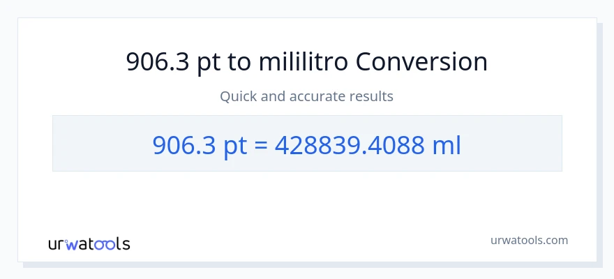 906.3 Pints patungong mga mililitro na conversion