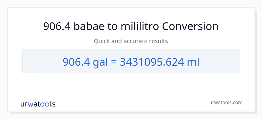 906.4 Mga galon patungong mga mililitro na conversion